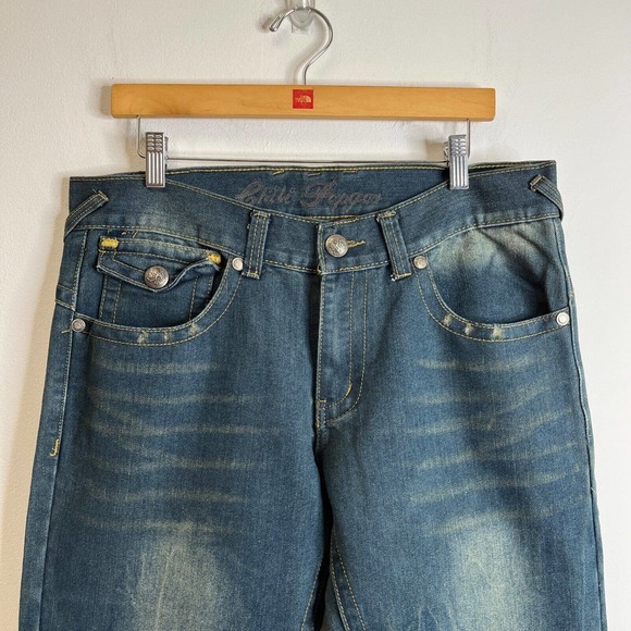 Chili Pepper Men's Jeans Size 34 Embellished Distressed Straight Leg Hip Hop Y2K - Picture 4 of 8